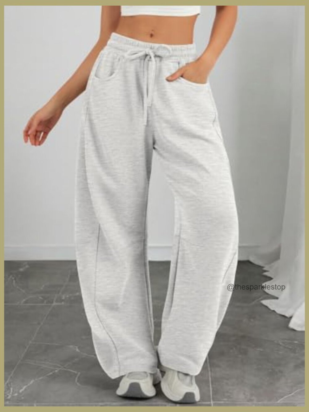 Barrel Sweatpants Women Wide Leg Baggy Lounge Pants with Pockets - Picture 5 of 7